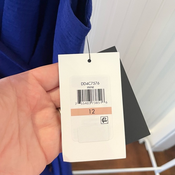 NWT DKNY cobalt blue front wrap v neck dress - size 12 - Picture 10 of 11